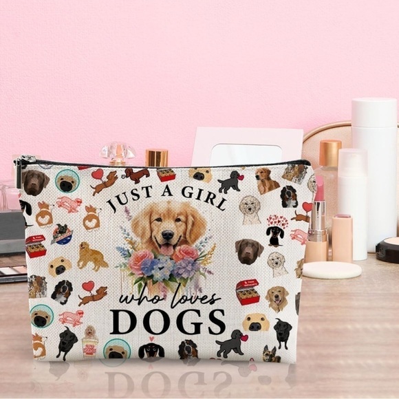 Handbags - Makeup Bag for Dog Lovers NWT “Just a Girl Who Loves Dogs” 9.1 x 7.1 Waterproof